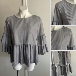 Striped Ruffle Blouse by Stevie Hender, Size Small